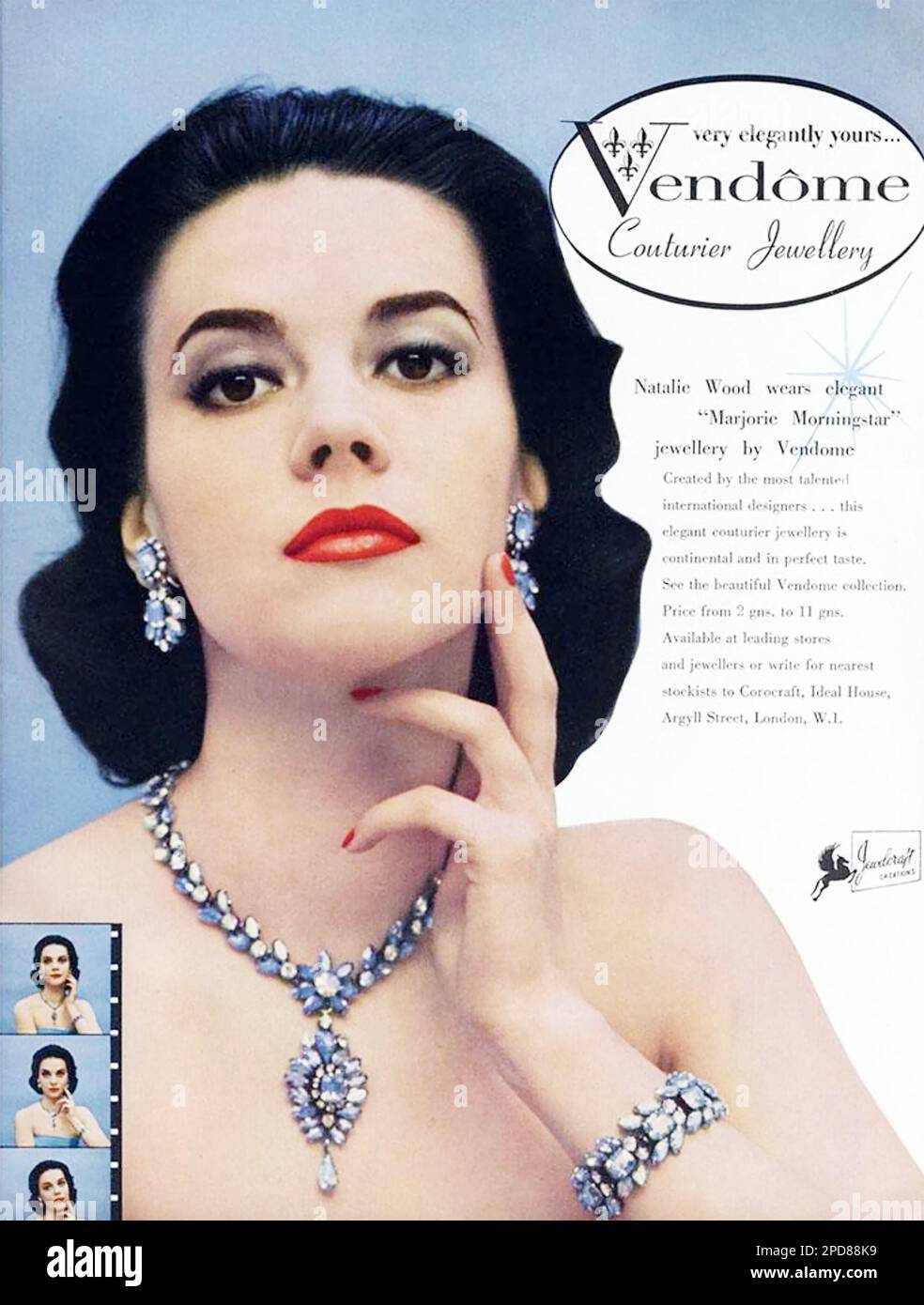 NATALIE WOOD (1938-1981) attrice cinematografica americana che promuove gioielli Vendome circa 1966 Foto Stock