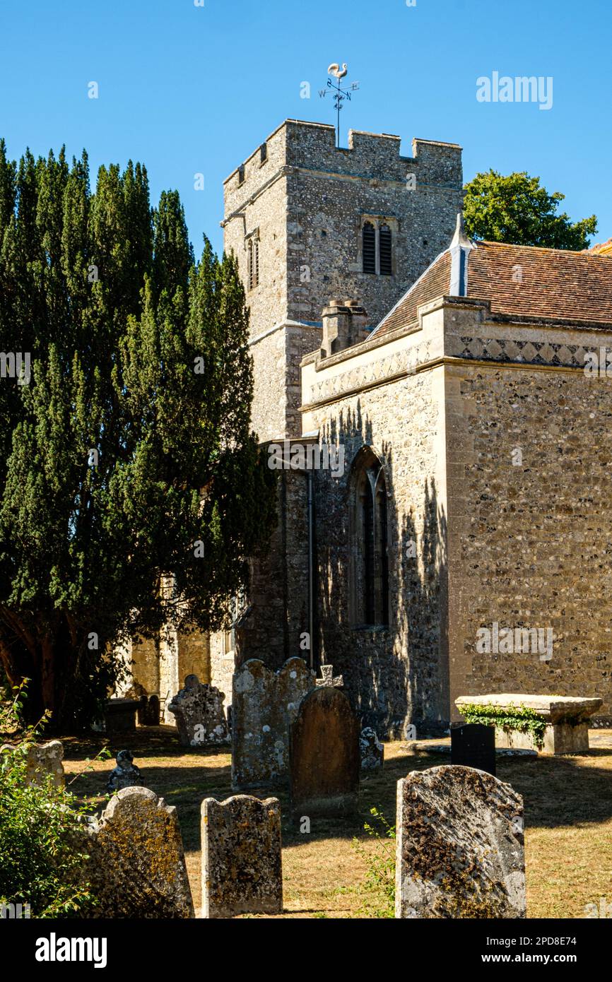 All Saints Church, Church Green, Upper Street, Hollingbourne, Kent, Inghilterra Foto Stock