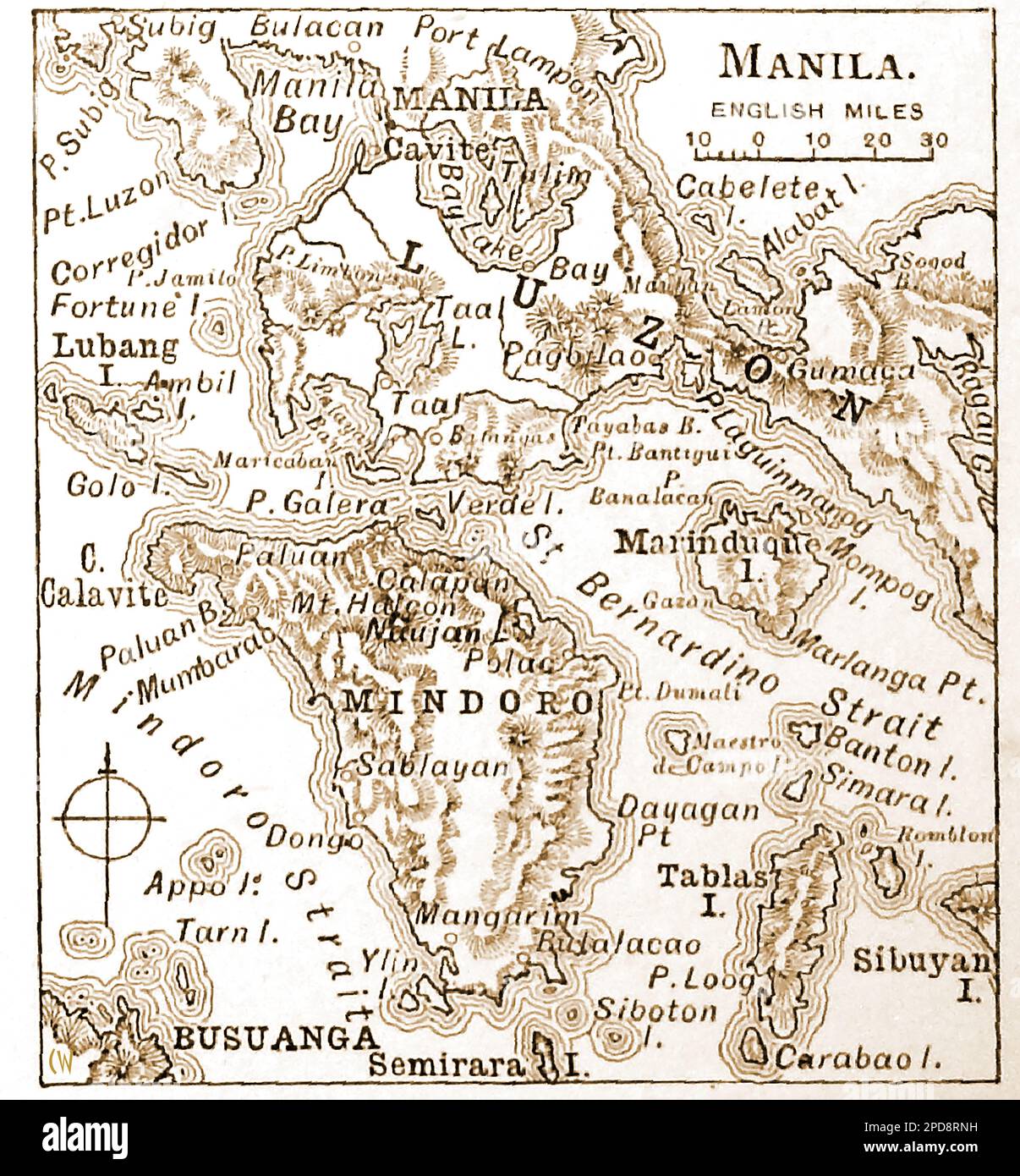 Una mappa del 19th ° secolo di Manilla, Filippine e dintorni. --- Foto Stock