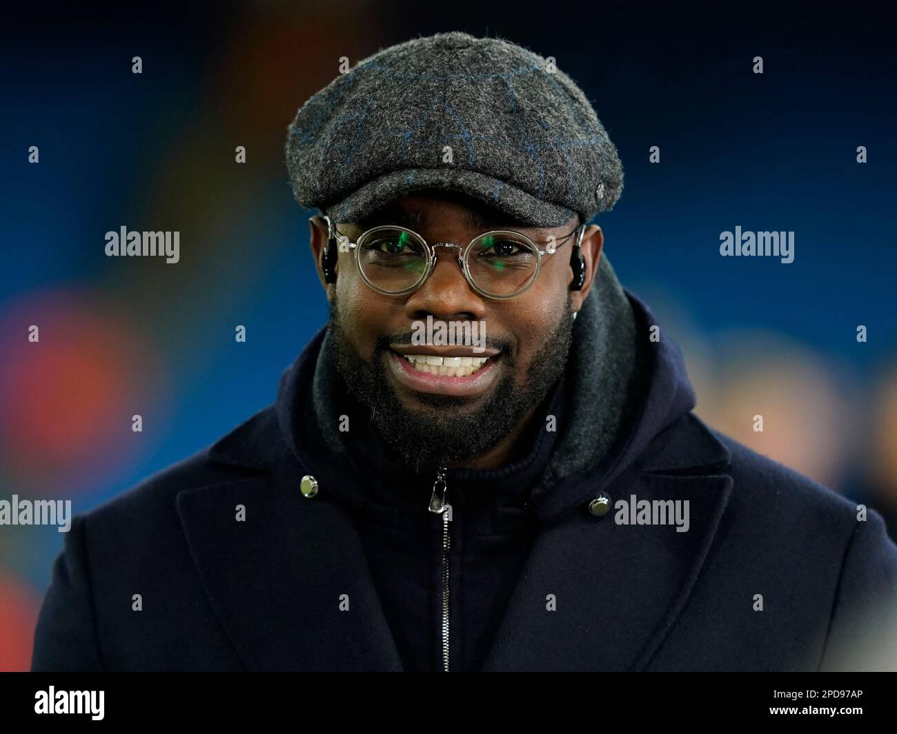 Manchester, Regno Unito. 14th Mar, 2023. Ex giocatore e ora TV Pundit Michah Richards durante la partita della UEFA Champions League all'Etihad Stadium, Manchester. Il credito per le immagini dovrebbe essere: Andrew Yates/Sportimage Credit: Sportimage/Alamy Live News Foto Stock