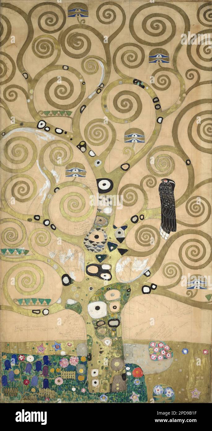 Nove cartoni per l'esecuzione di un fregio per la sala da pranzo di Stoclet House a Bruxelles: Parte 4, parte dell'albero della vita 1910–1911 di Gustav Klimt Foto Stock