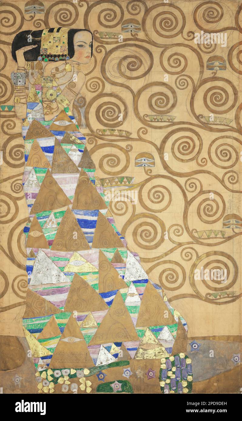 Nove cartoni per l'esecuzione di un fregio per la sala da pranzo di Stoclet House a Bruxelles: Parte 2, attesa (ballerino) 1910–1911 di Gustav Klimt Foto Stock