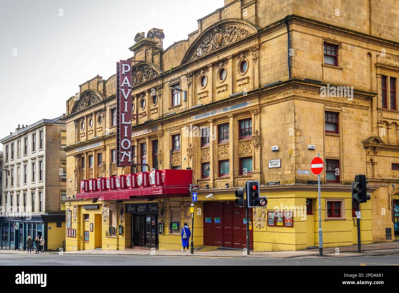 Ingresso al Pavilion Theatre, Renfield Street, Glasgow, Scozia Foto Stock