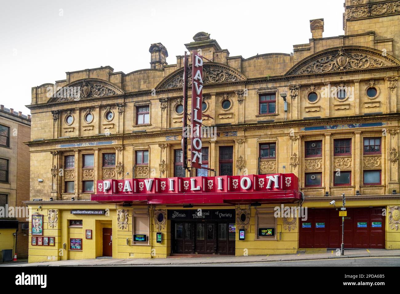 Ingresso al Pavilion Theatre, Renfield Street, Glasgow, Scozia Foto Stock