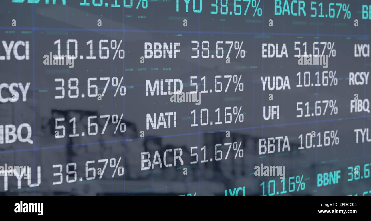 Immagine del trattamento dei dati finanziari Foto Stock