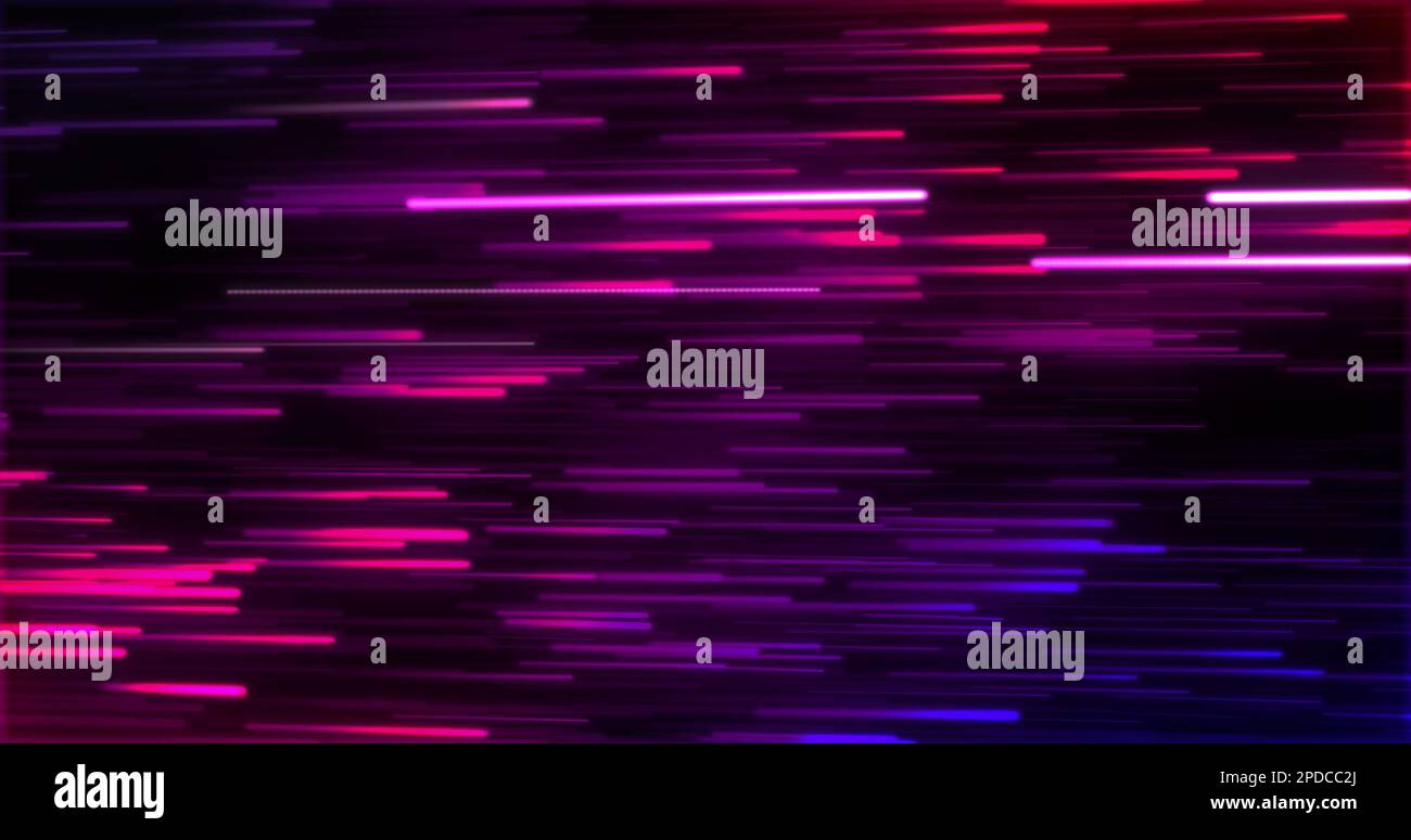 Immagine di tracce di luce al neon blu e viola su sfondo nero Foto Stock