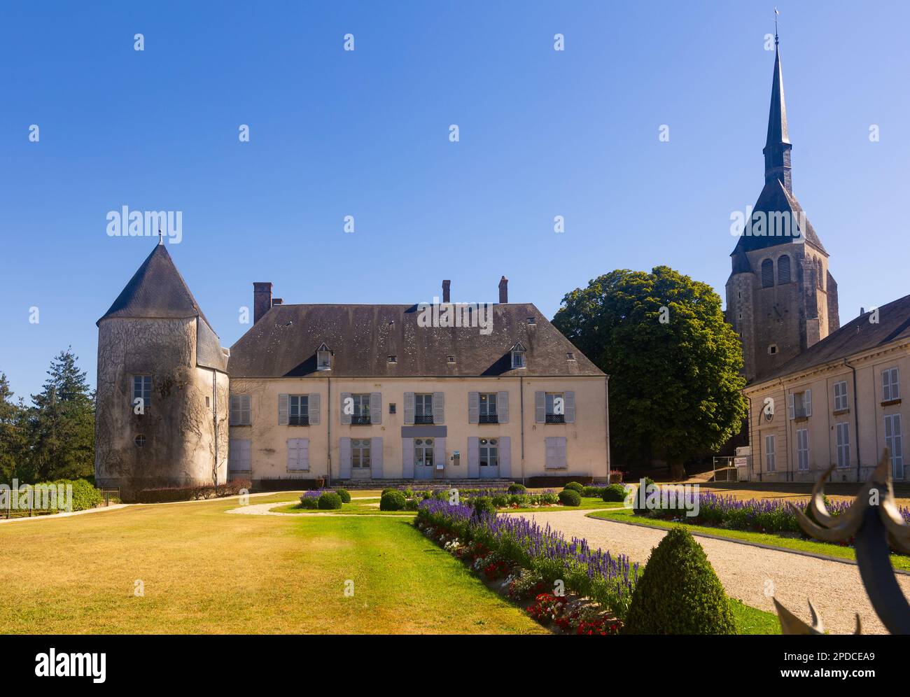 Chateau de Saint-Maur a Argent-sur-Sauldre dall'esterno Foto Stock
