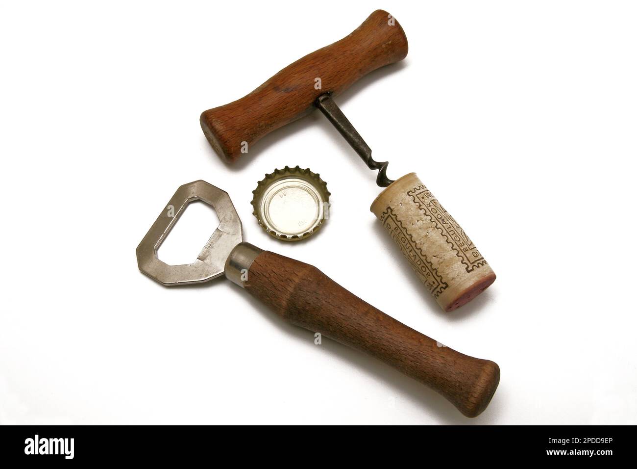 cavatappi con tappo in sughero, apribottiglie con tappo in bottiglia, intaglio Foto Stock