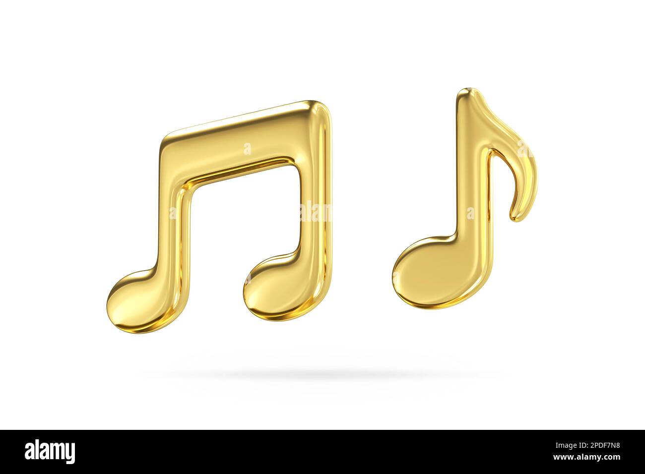 Icona nota oro. Simbolo del tono musicale volumetrico. Composizioni di canzoni e sonate. Decorazione classica di festival e concerti. Creazione di sinfonie. R Foto Stock