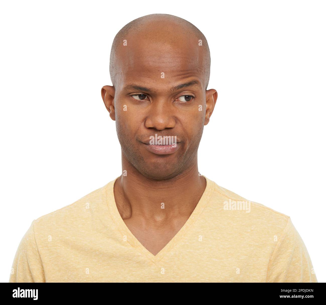 HES non è rimasto colpito. Un giovane afro-americano che sorregna e che guarda impresso. Foto Stock