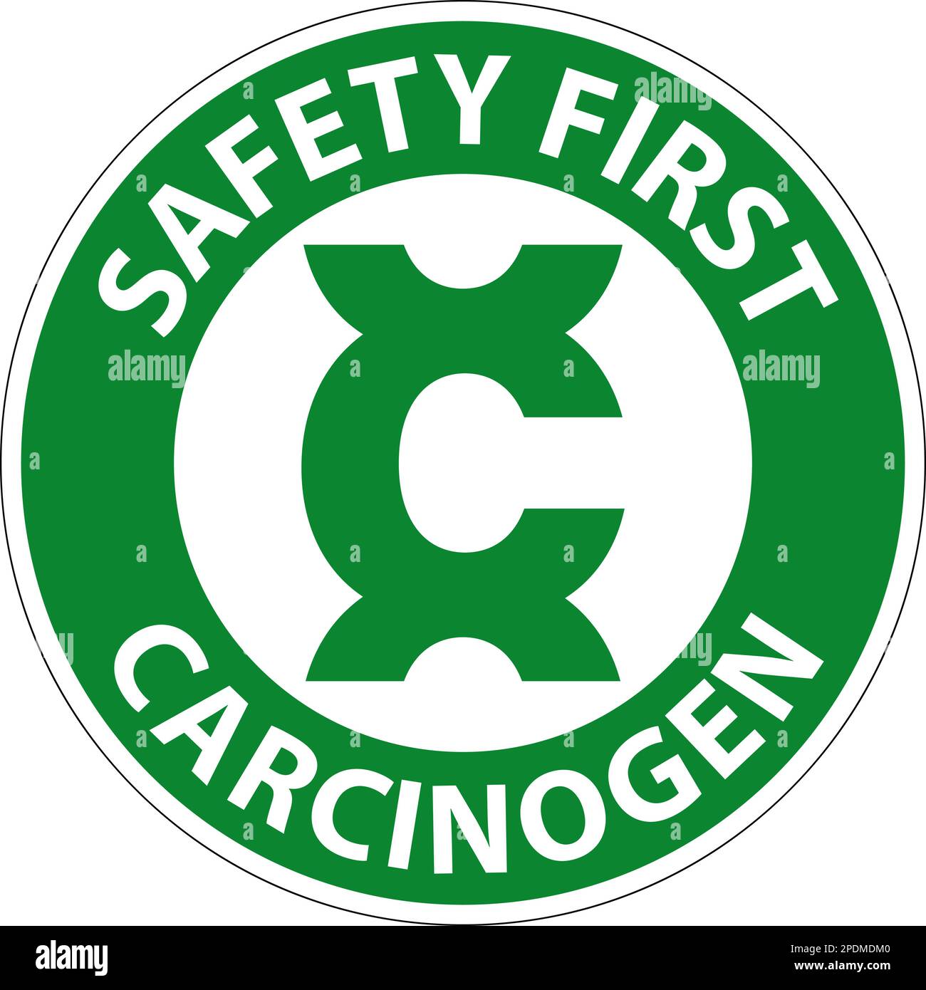 Prima di tutto, selezionare l'etichetta cancerogena su sfondo bianco Illustrazione Vettoriale