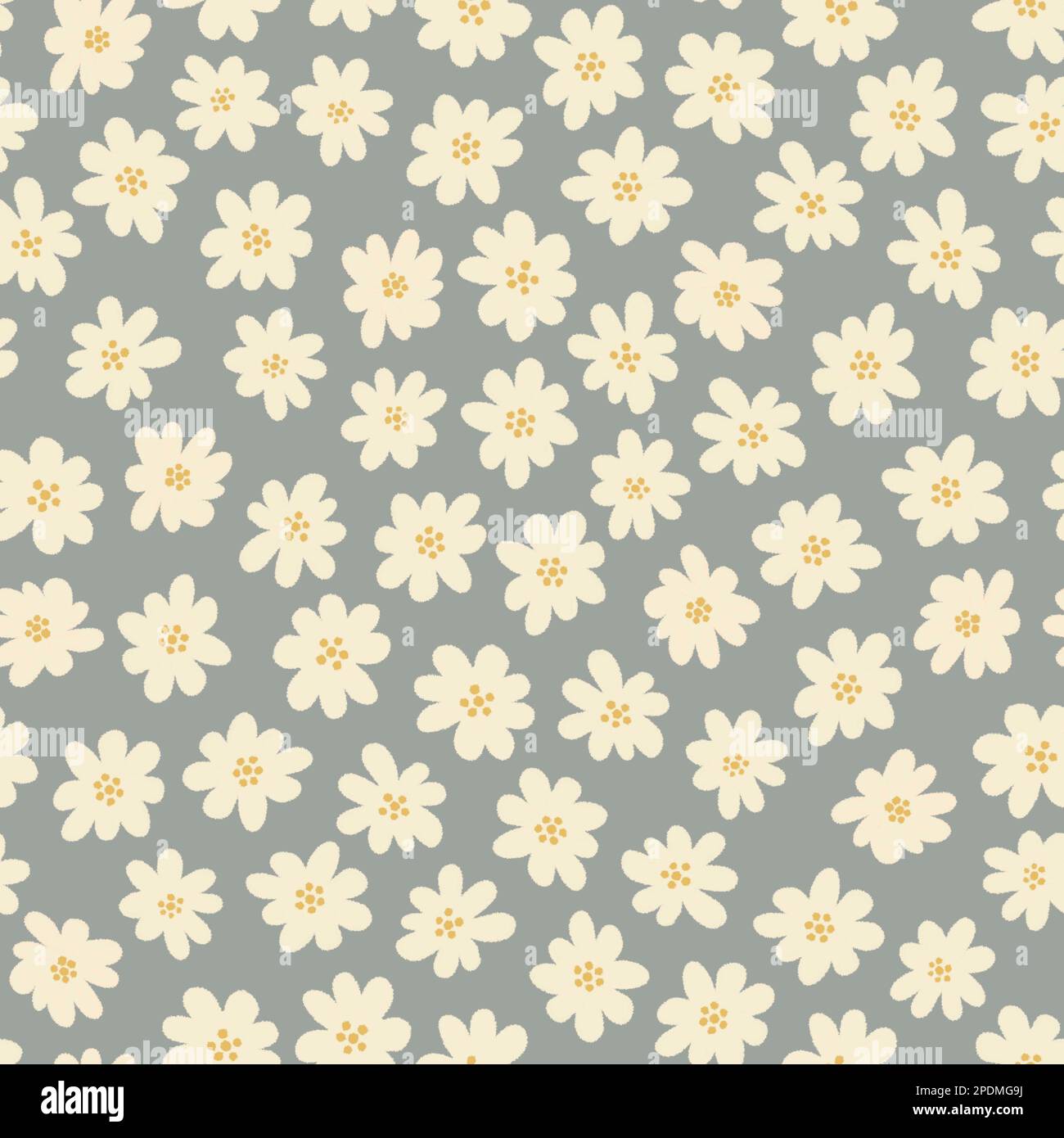 Motivo a margherita senza cuciture. Sfondo floreale infinito. Stampa raster allover con fiori di scarabeo Foto Stock