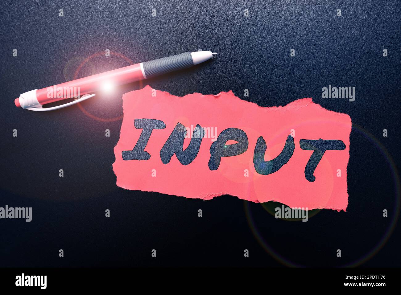 Immissione di didascalie concettuali. Parola per il luogo in cui il dispositivo entra nel sistema attraverso l'energia o le informazioni Foto Stock