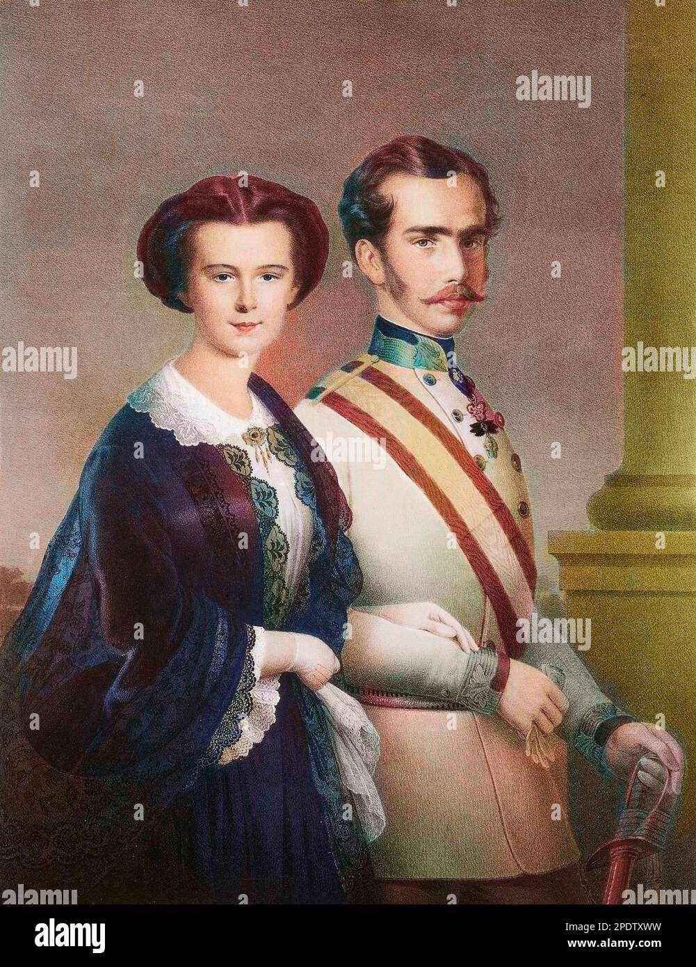 L'empereur Francois Joseph 1er d'Autriche (Francois-Joseph de Habsbourg) et l'imperatrice Elisabeth d'Autriche (Sissi) - Ritratto di Franz Joseph i d'Austria (,1830-1916), Imperatore d'Austria e sua moglie Elisabeth d'Austria Sissi (1837-1898), Imperatrice d'Austria - Foto Stock