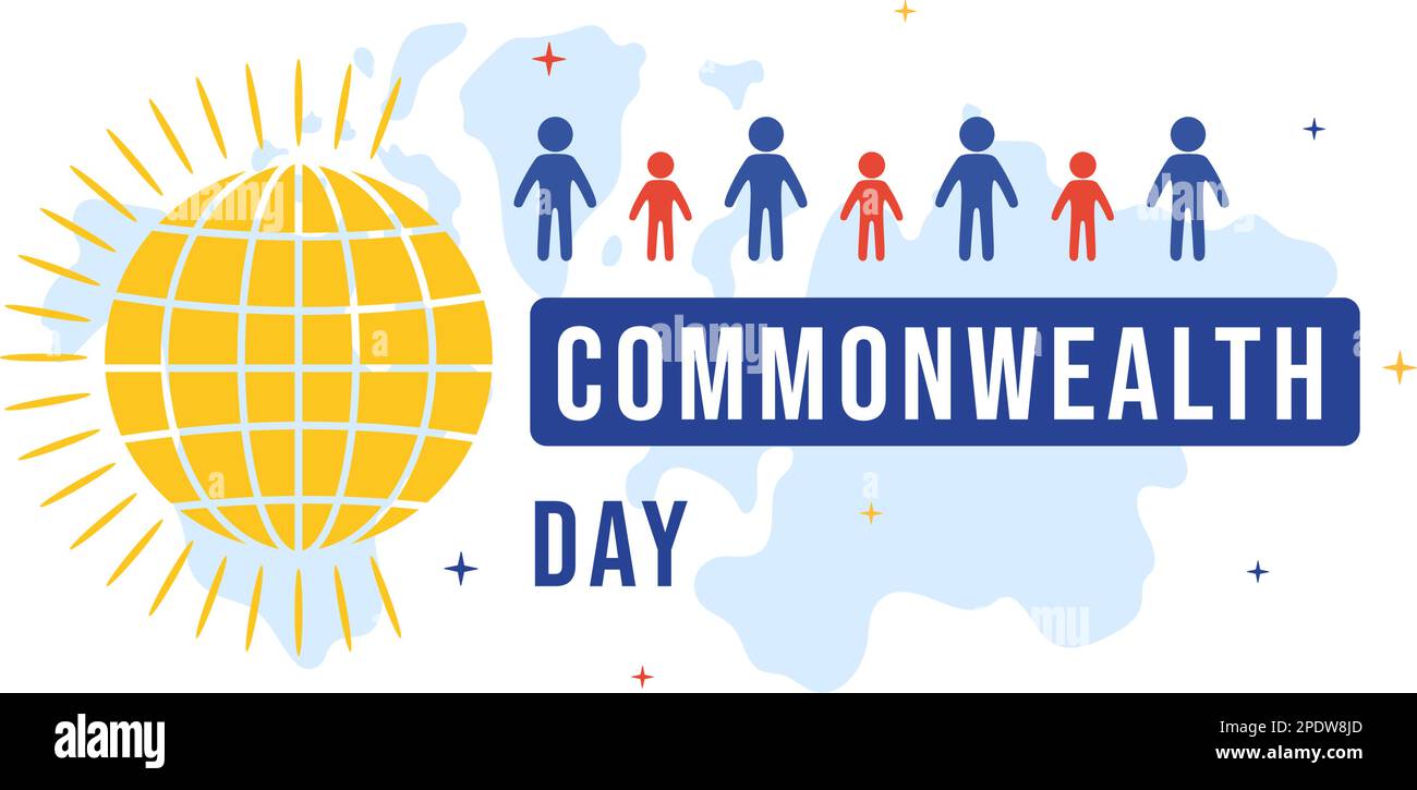 Giornata del Commonwealth of Nations su 24 maggio Illustrazione con aiuta attività di guida da organizzazioni comuni in modelli piatti disegnati a mano Illustrazione Vettoriale