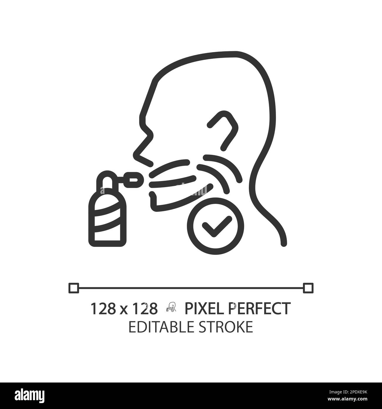 Icona lineare perfetta pixel spray gola Illustrazione Vettoriale