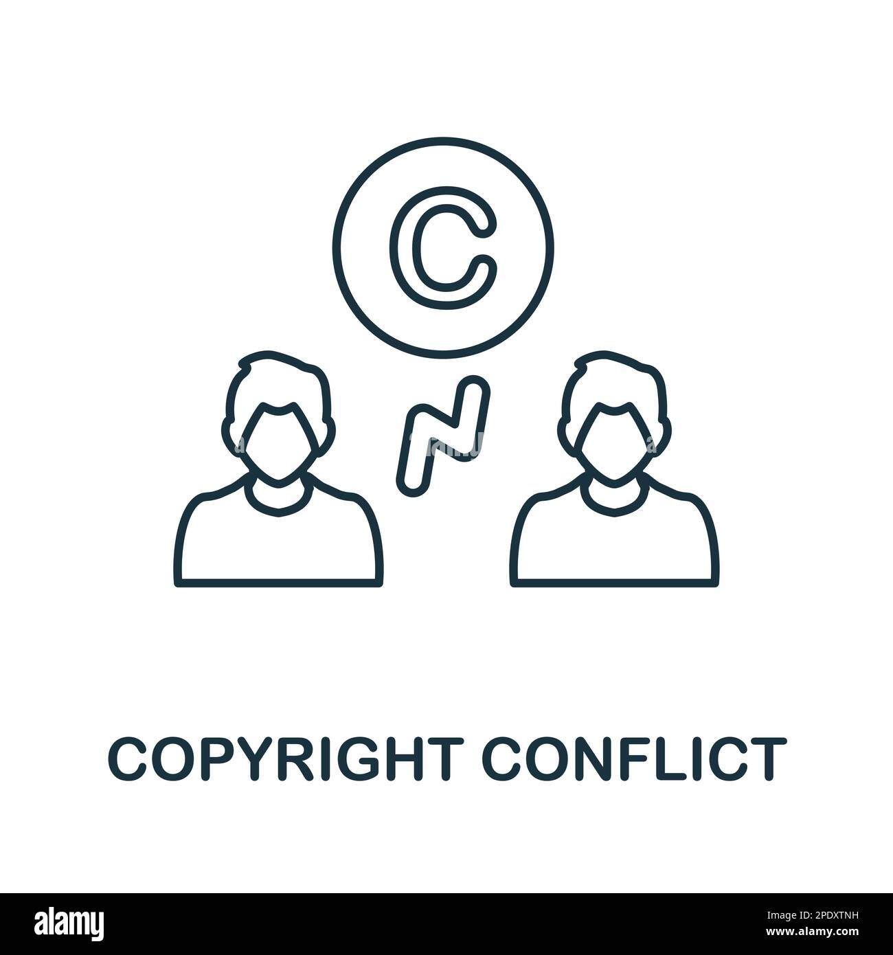 Icona contorno conflitto copyright. Icona monocromatica della riga di conflitto del copyright semplice per modelli, web design e infografiche Illustrazione Vettoriale