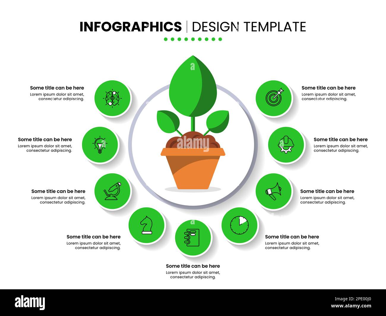 Modello infografico con icone e 9 opzioni o passaggi. Concetto di crescita. Può essere utilizzato per il layout del flusso di lavoro, il diagramma, il banner, il webdesign. Vettore illustrati Illustrazione Vettoriale