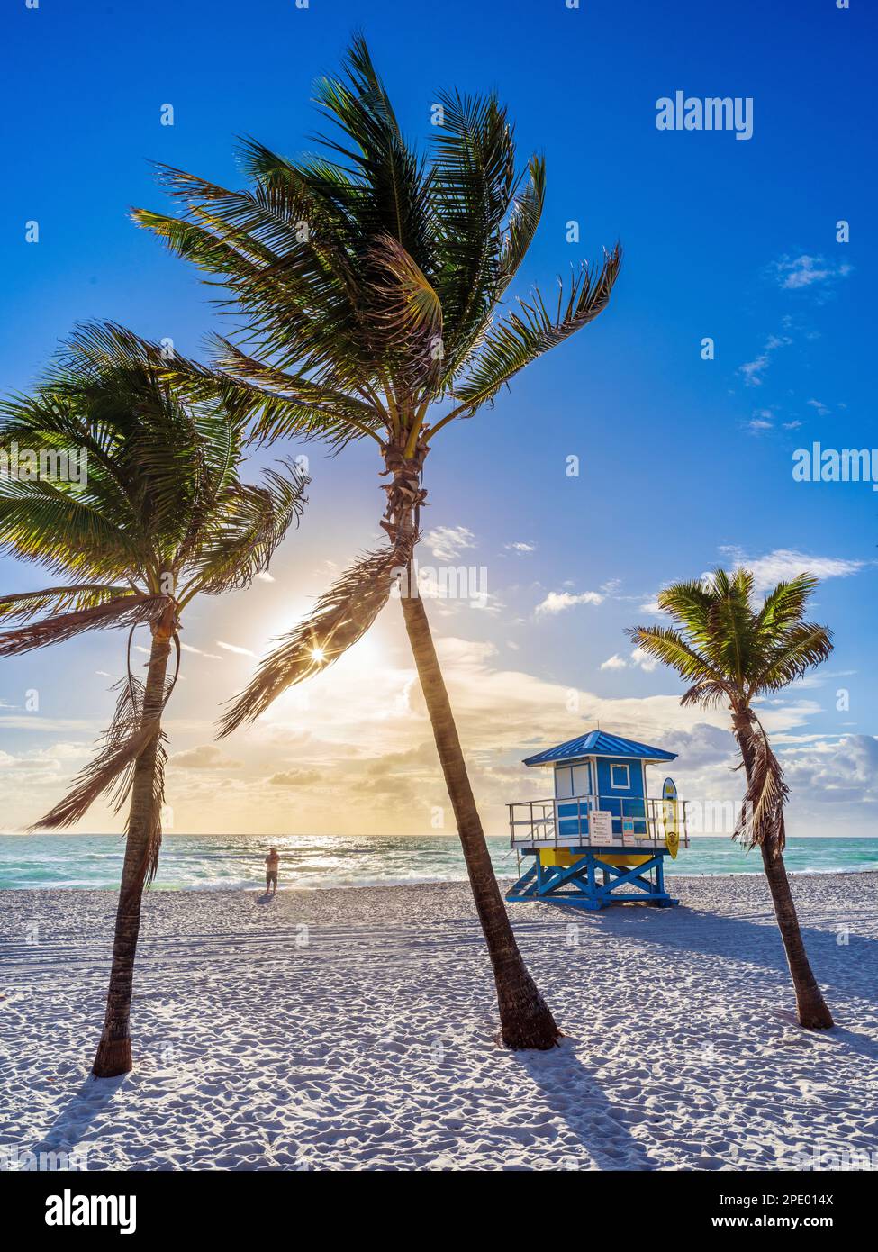 Hollywood Beach Lifeguardhouse dopo Sunrise Miami Beach, Florida USA Foto Stock