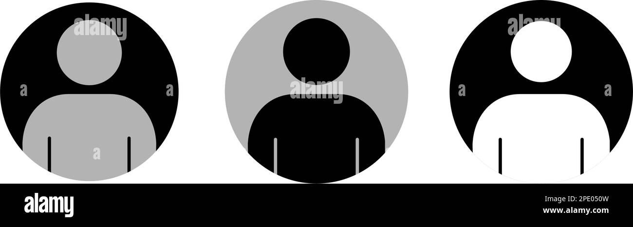 Set di icone profilo avatar, simbolo della forma circolare dell'utente dei social media. Illustrazione vettoriale Illustrazione Vettoriale