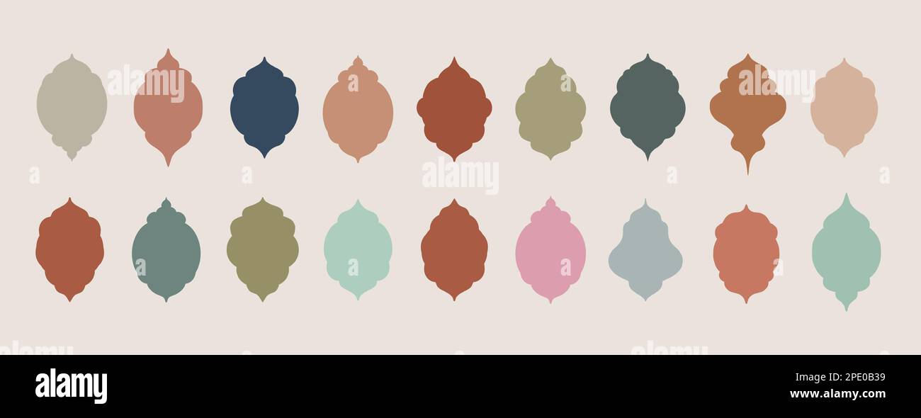 Collezione di archi e finestre islamiche in stile orientale. Illustrazione Vettoriale