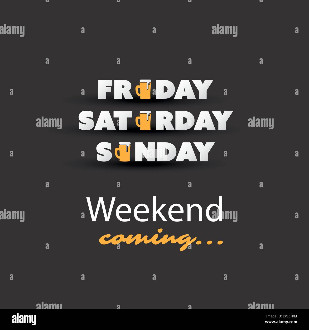 Banner del weekend con tazza di birra Illustrazione Vettoriale