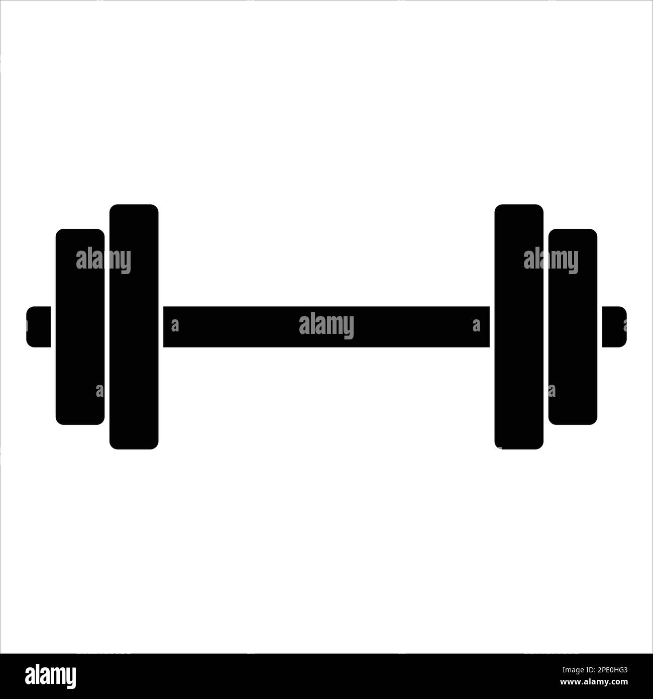 Manubri per icona palestra, stile alla moda semplice piatto nero colore vettore illustrazione oggetto grafico, clip art. Design sano e forte idea del corpo. Illustrazione Vettoriale