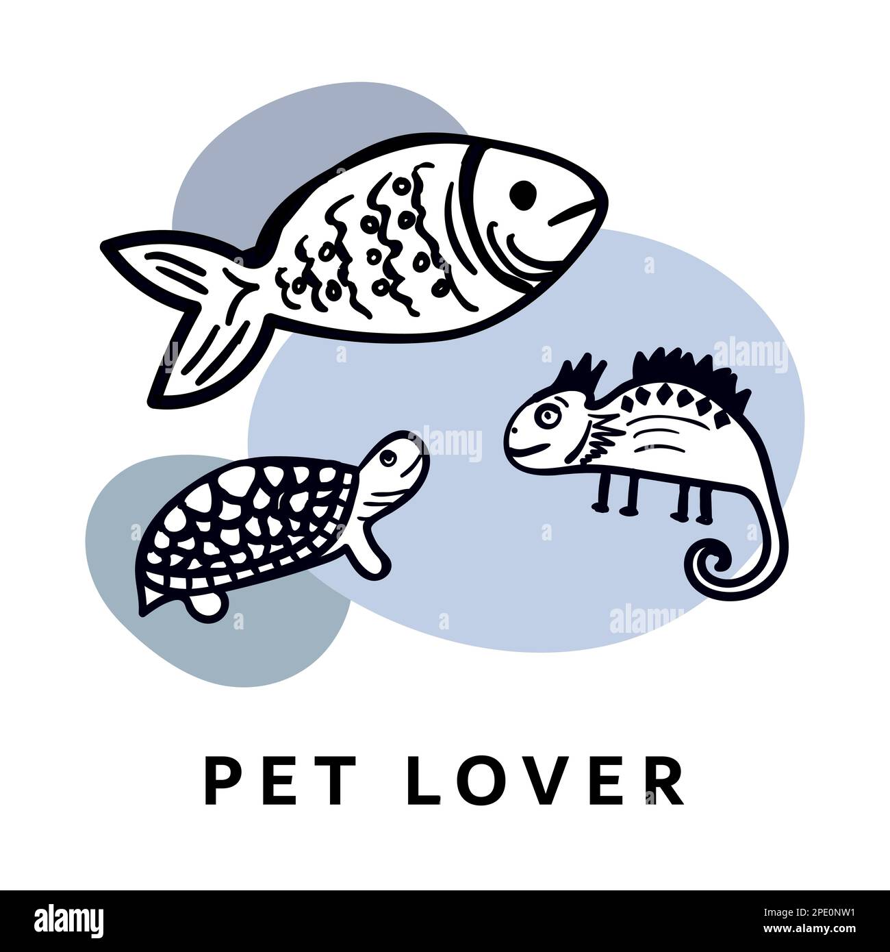 Tre tipi di animali domestici e testo breve Illustrazione Vettoriale