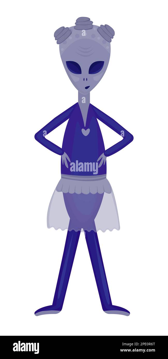 Alieno femminile, illustrazione nei colori blu e grigio Illustrazione Vettoriale
