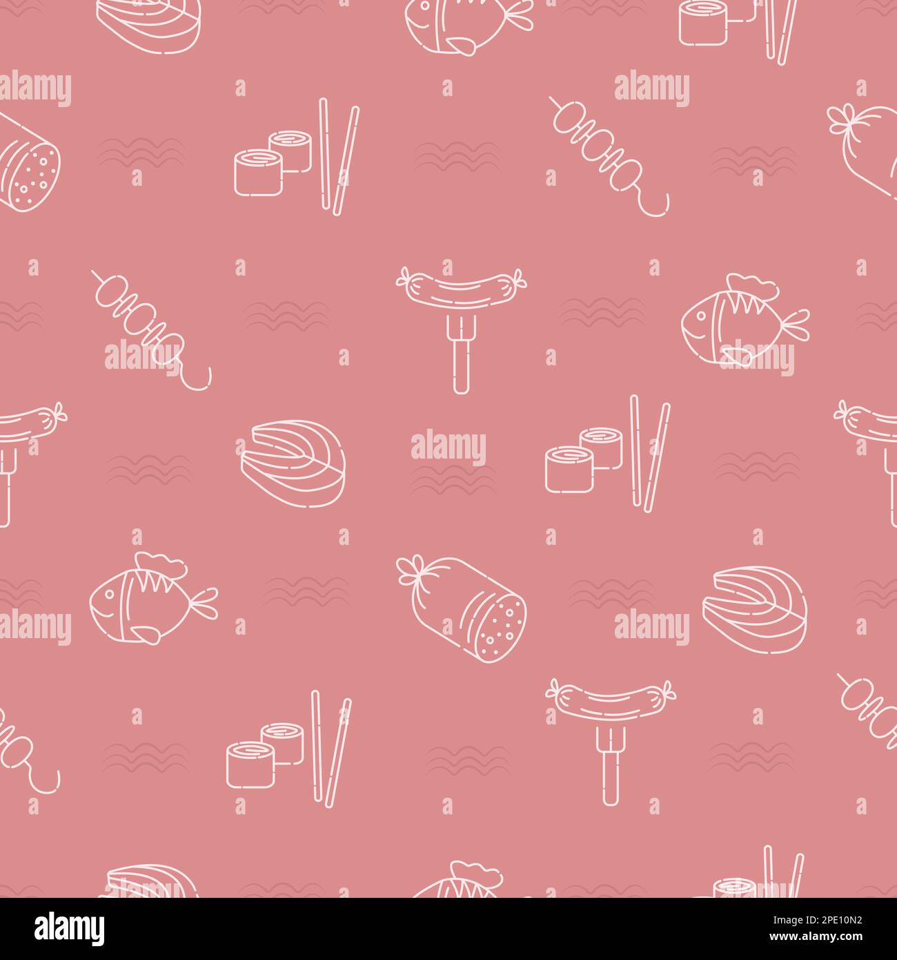 Alimenti di origine animale, carne e pesce senza cuciture Illustrazione Vettoriale