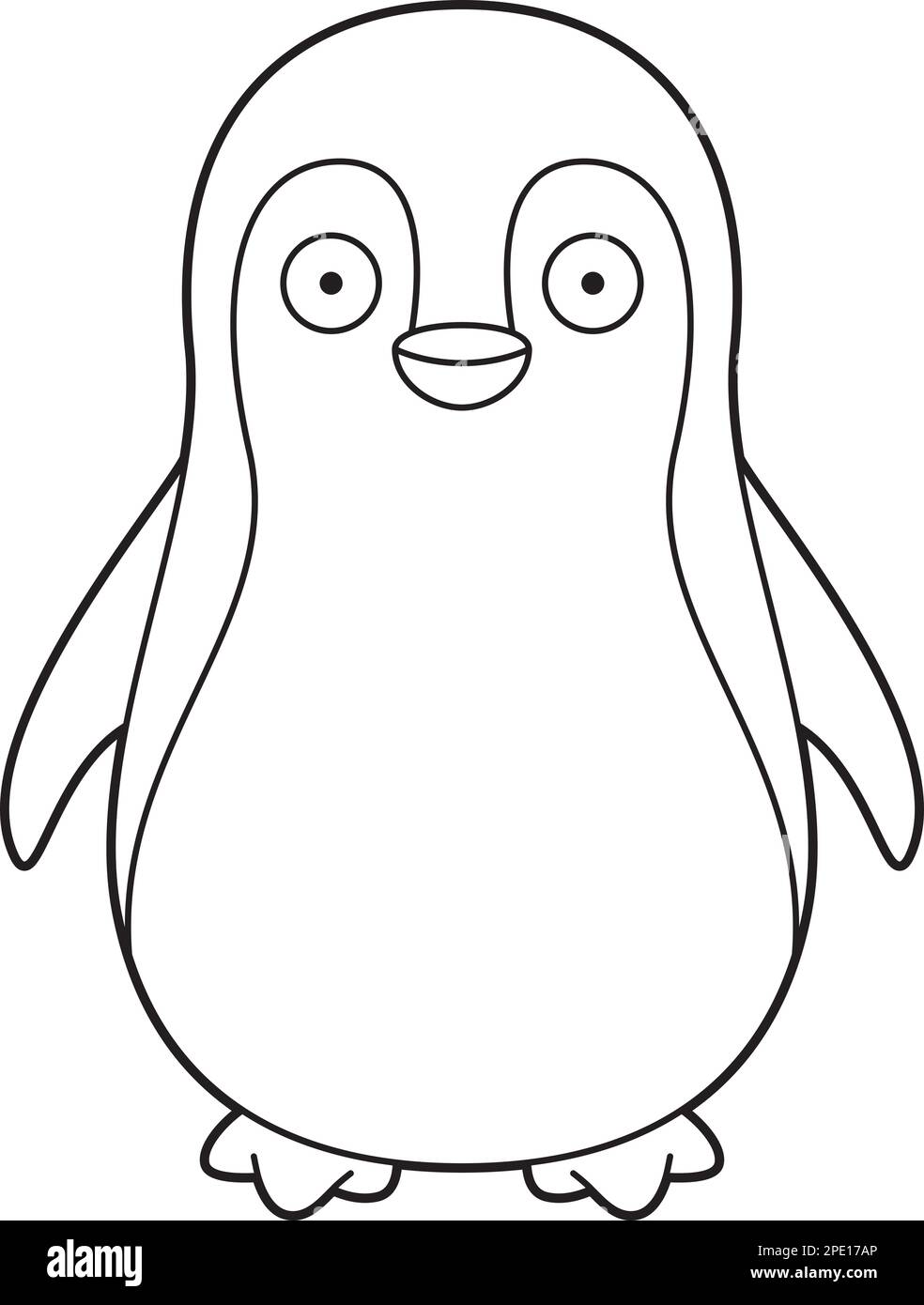 Disegno vettoriale di cartoni animati facile da colorare di un pinguino Illustrazione Vettoriale