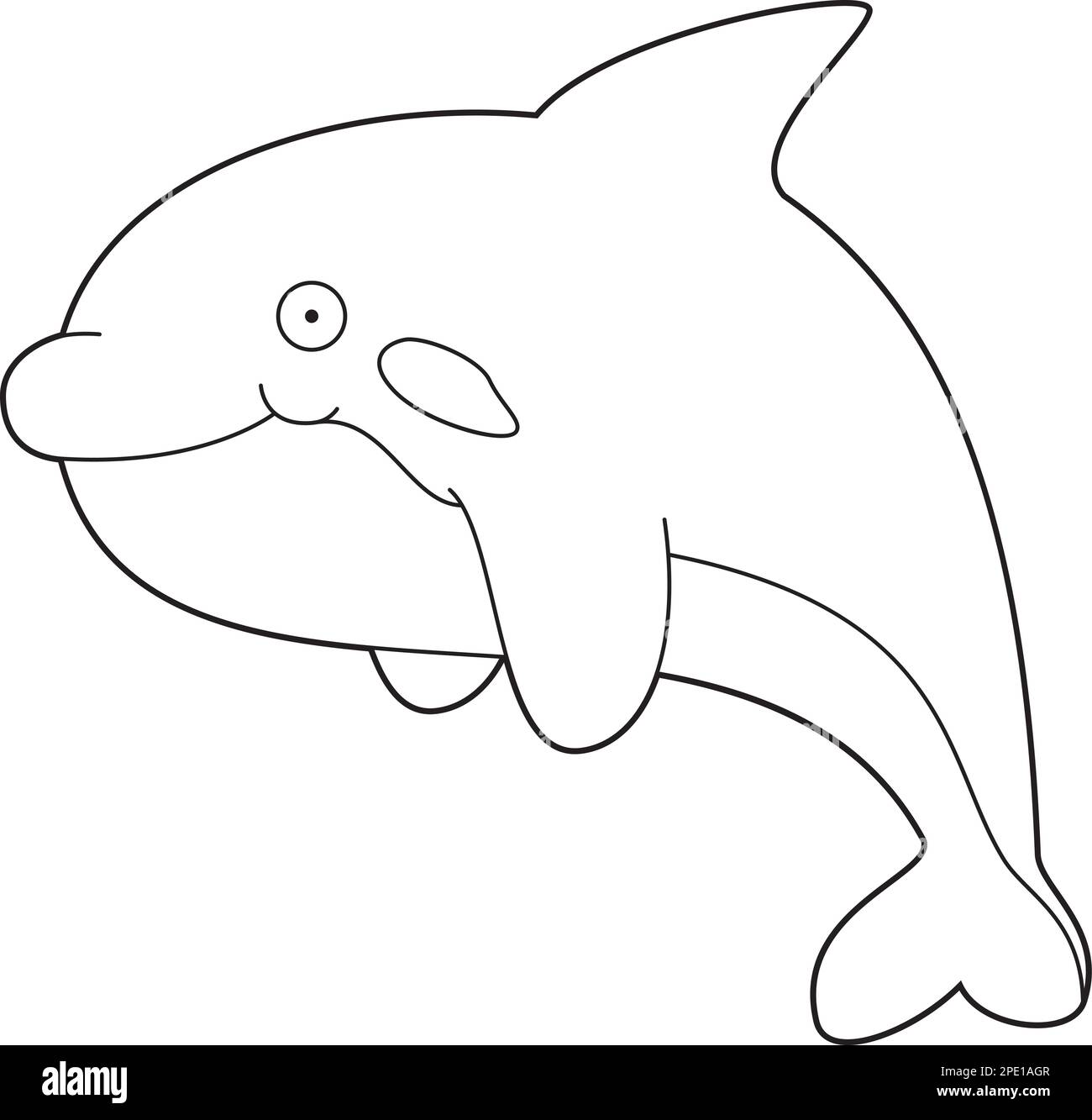 Disegno vettoriale di cartoni animati facile da colorare di una balena assassino Illustrazione Vettoriale