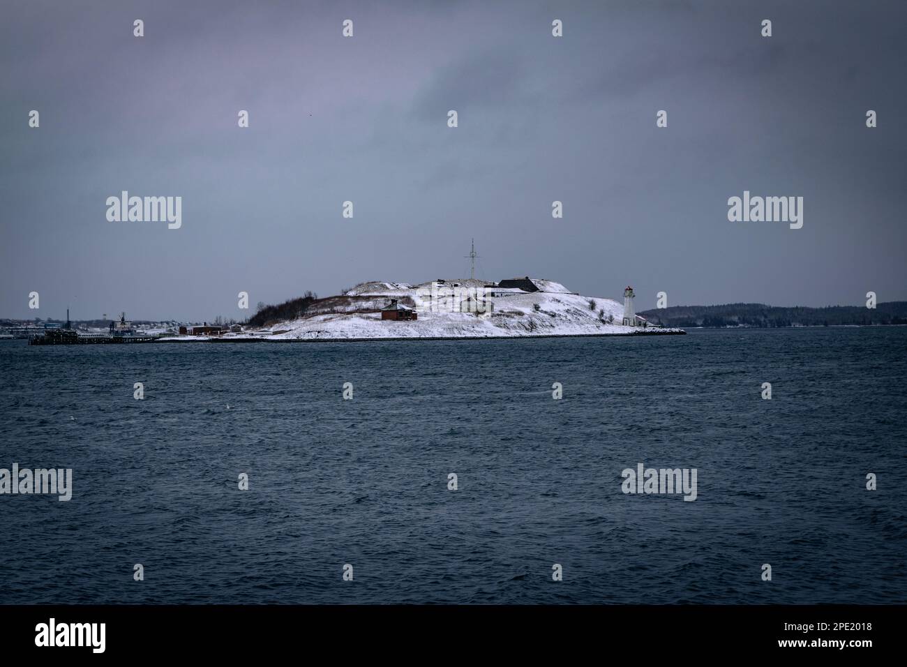 Fort Charlotte sull'isola di Georges parte di Parks Canada nella baia di Terence di Halifax Harbour Nova Scotia, Canada Foto Stock