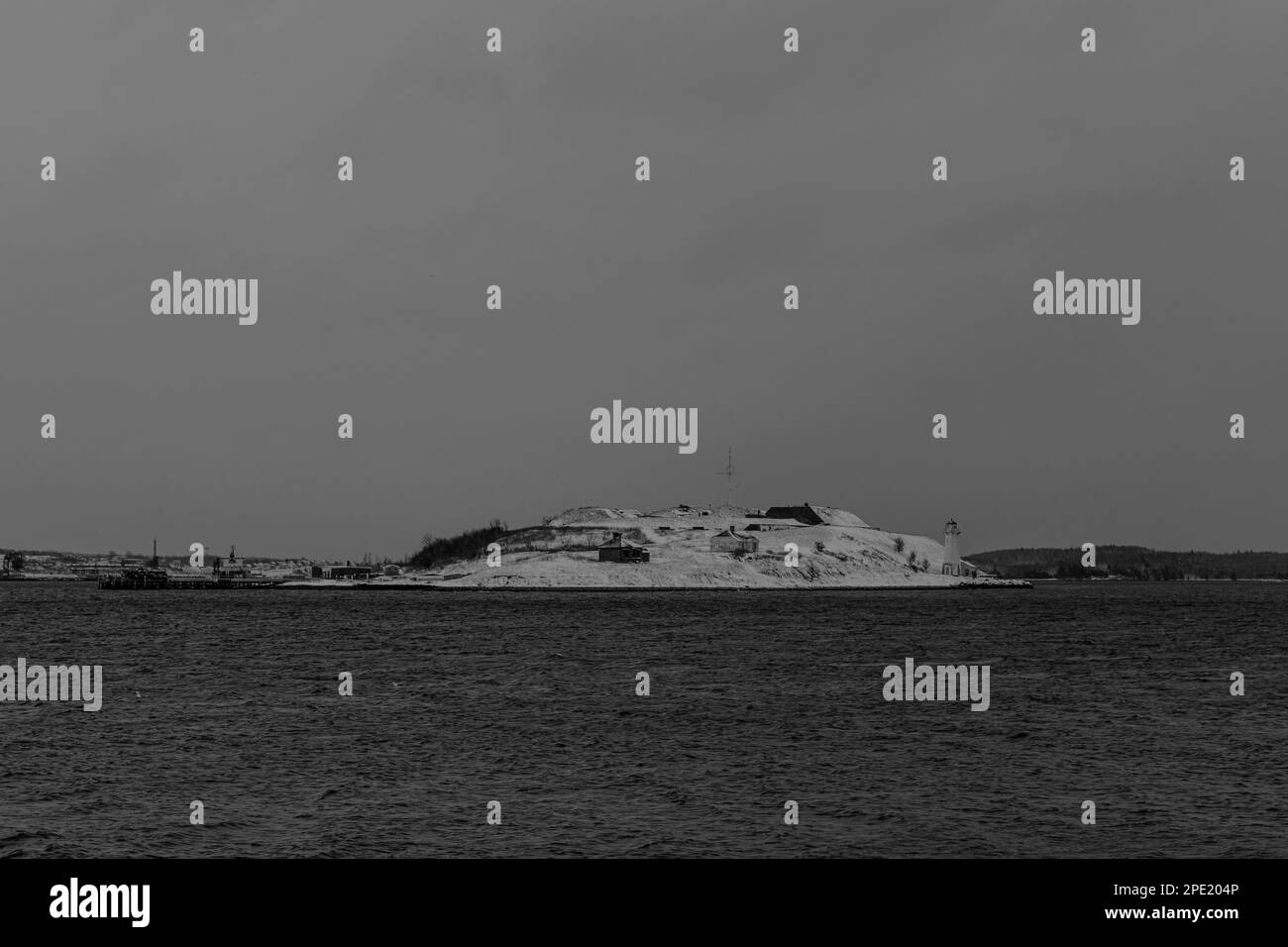 Fort Charlotte sull'isola di Georges parte di Parks Canada nella baia di Terence di Halifax Harbour Nova Scotia, Canada Foto Stock