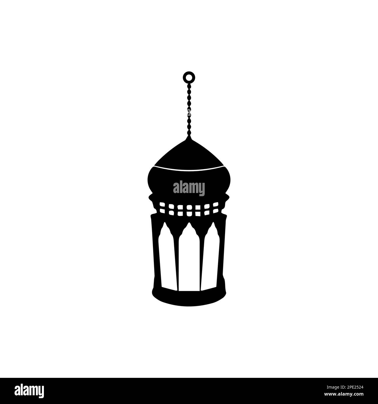 Lanterne Islamiche Illustrazione disegno, silhouette Islamica decorazione modello vettore. Ornamento Lanterna islamica Ramadan simbolo. Icona araba piatta nera Illustrazione Vettoriale