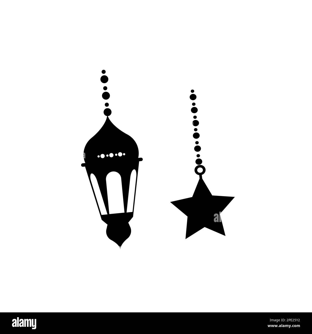 Lanterne Islamiche Illustrazione disegno, silhouette Islamica decorazione modello vettore. Ornamento Lanterna islamica Ramadan simbolo. Icona araba piatta nera Illustrazione Vettoriale