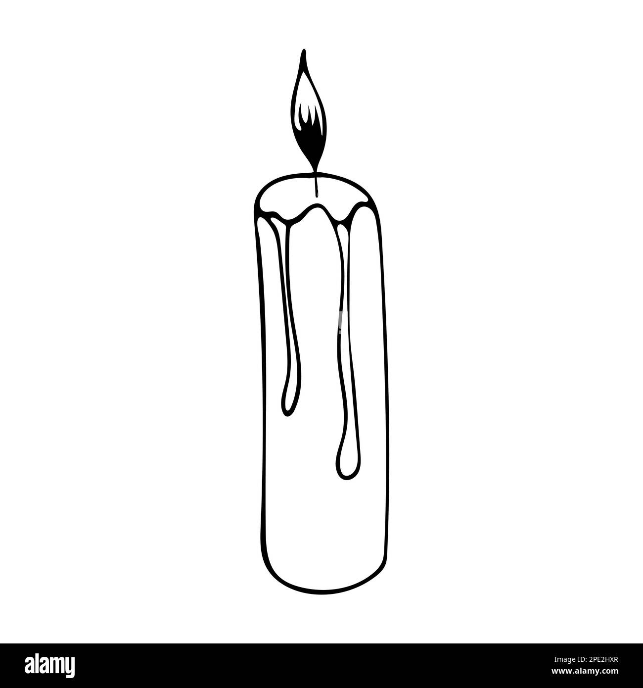 Illustrazione vettoriale candela disegnata a mano con platessa bruciante Illustrazione Vettoriale