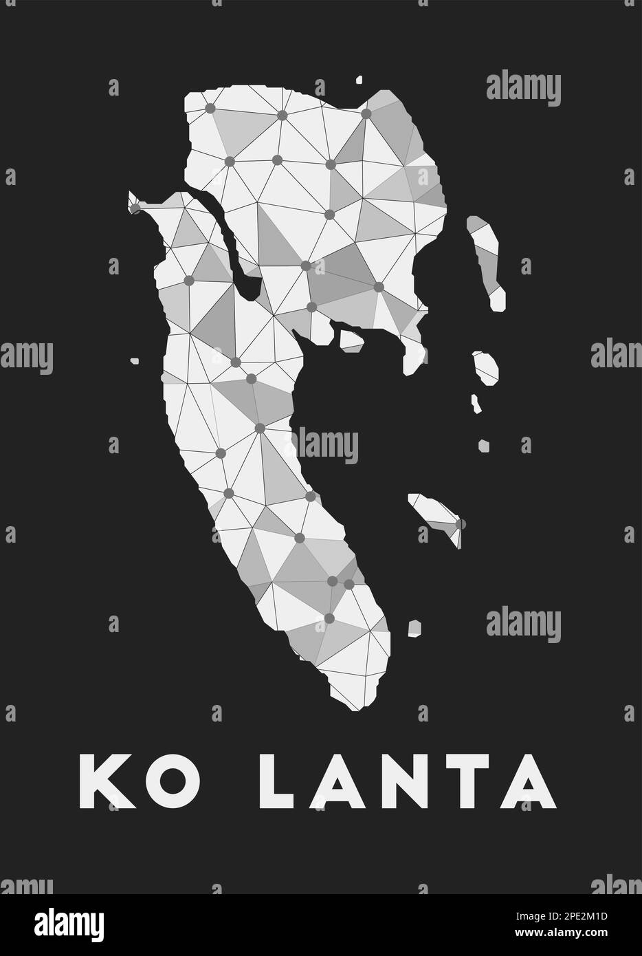 Ko Lanta - rete di comunicazione mappa dell'isola. Ko Lanta design geometrico di tendenza su sfondo scuro. Illustrazione Vettoriale