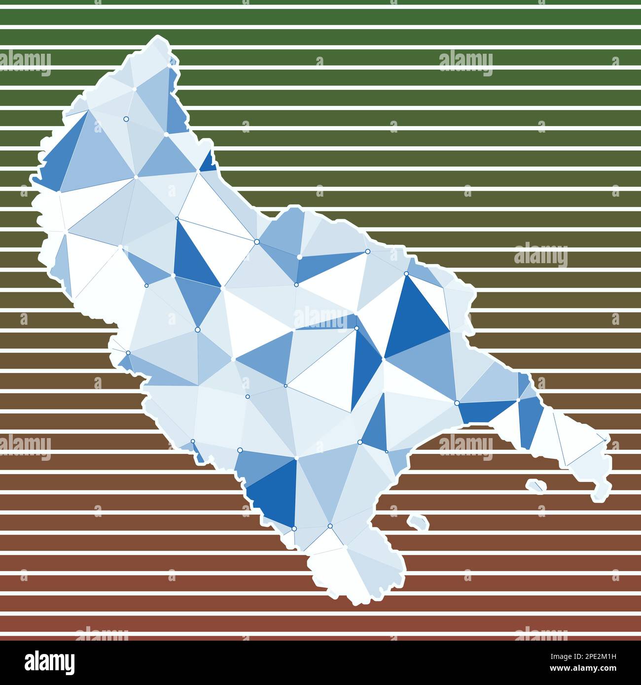 Illustrazione vettoriale dell'isola di Zante. Design dell'isola di Zante su sfondo a strisce sfumate. Tecnologia, internet, rete, concetto di telecomunicazione Illustrazione Vettoriale