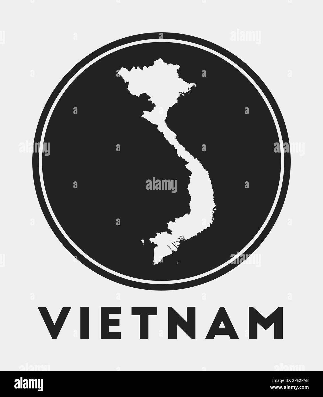 Vietnam icona. Logo rotondo con mappa del paese e titolo. Distintivo Vietnam elegante con mappa. Illustrazione vettoriale. Illustrazione Vettoriale