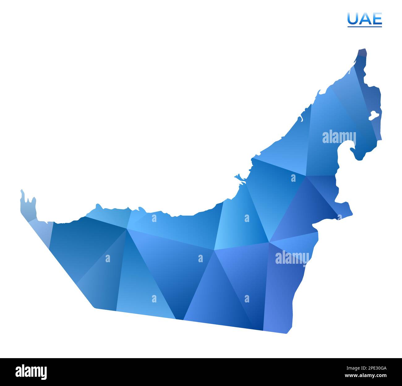 Mappa vettoriale poligonale degli Emirati Arabi Uniti. Vivace campagna geometrica in basso stile poli. Un'illustrazione affascinante per le tue infografiche. Illustrazione Vettoriale