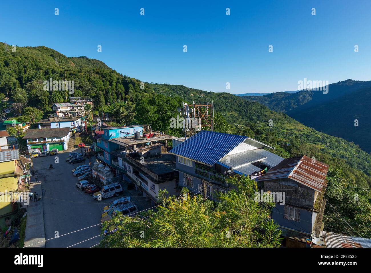 Kaluk, Sikkim, India - 18th Ottobre 2016 : Vista tranquilla di Kaluk, un luogo turistico ai piedi dell'Himalaya orientale, Sikkim occidentale. Luogo famoso. Foto Stock