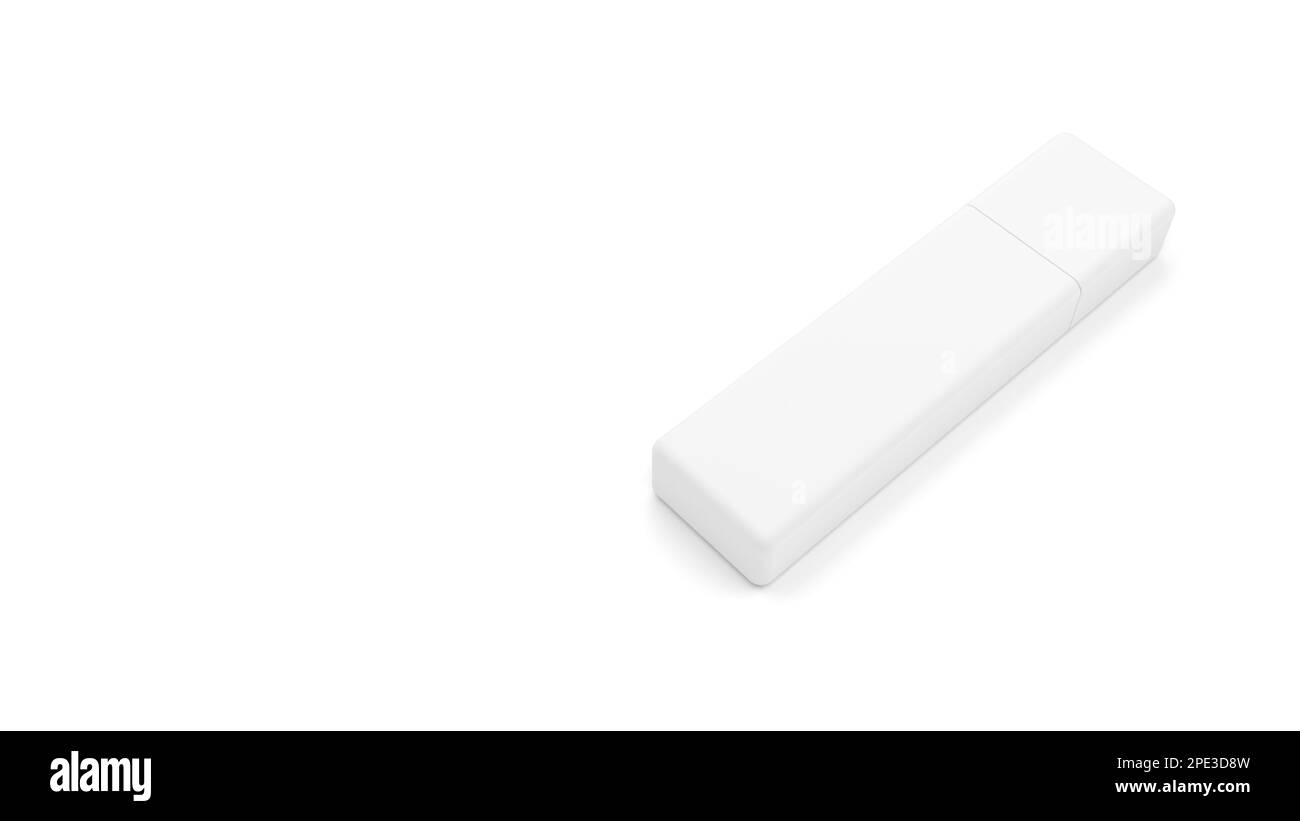 Unità flash USB isolata su sfondo bianco. Dispositivo di memorizzazione dati. Unità penna. Pendrive. illustrazione 3d. Foto Stock