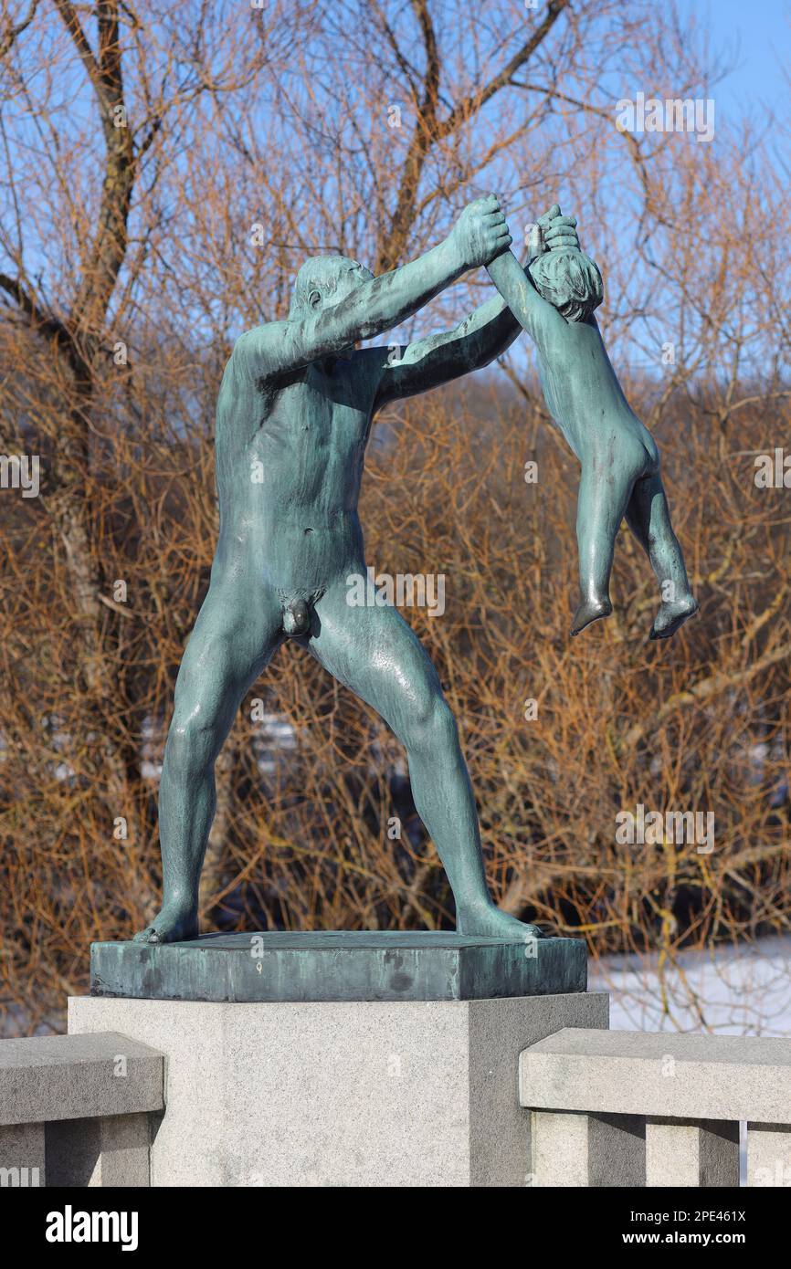 Installazione Vigeland le sculture nel Parco Frogner Foto Stock