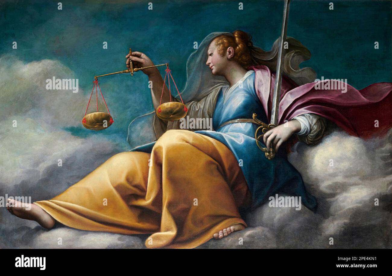 La Giustizia - olio su tela - Guglielmo Caccia detto il Moncalvo - XVII secolo - Casalmaggiore (Cr) duomo di S. Stefano e S. Chiara Foto Stock