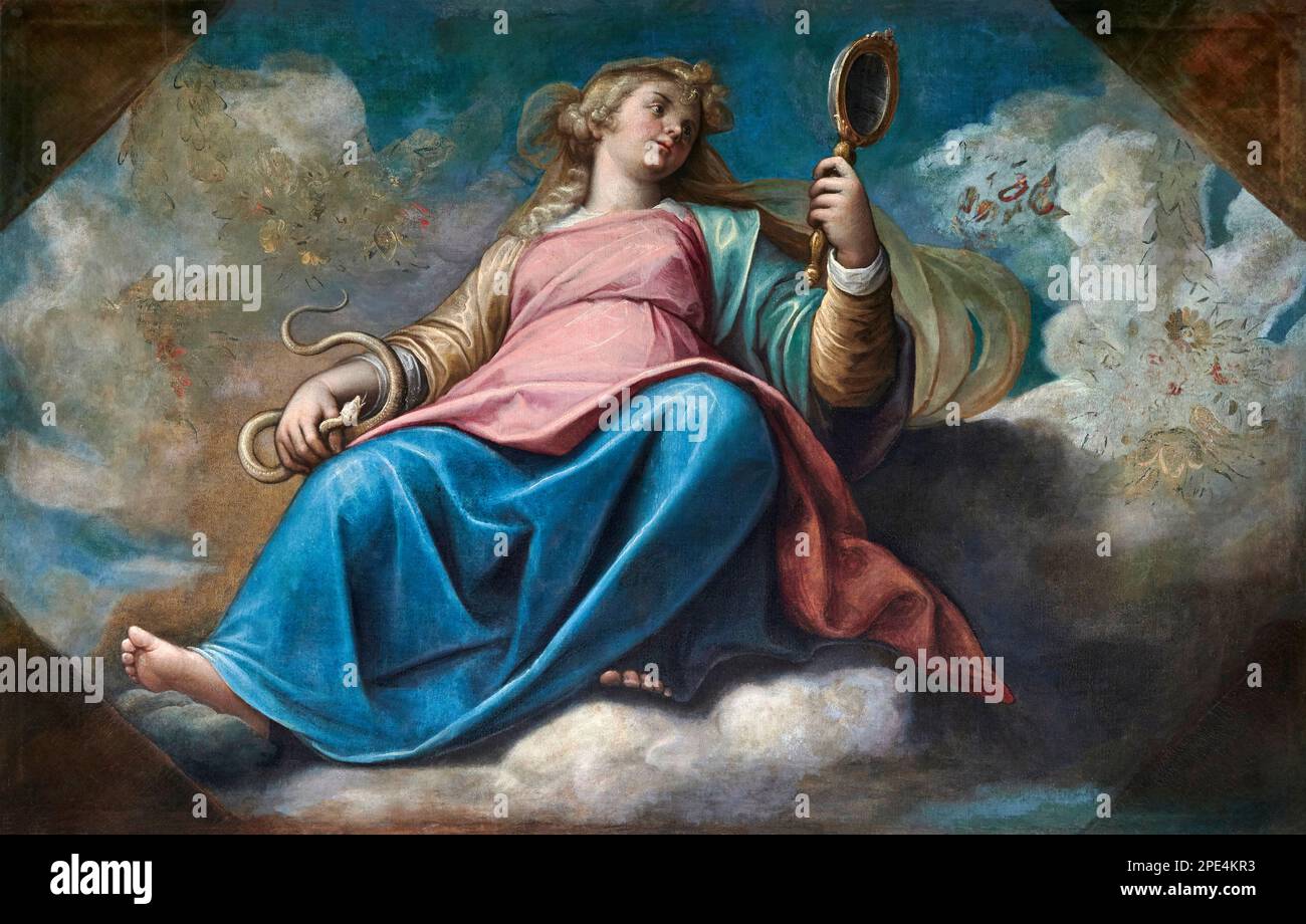 La Prudenza - olio su tela - Giglielmo Caccia detto il Moncalvo - XVII secolo - Casalmaggiore (Cr) duomo di S. Stefano e S. Chiara Foto Stock