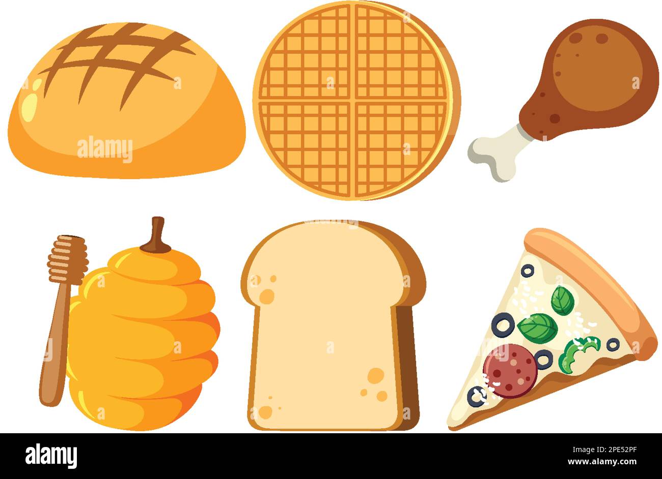 Set di cibo semplice illustrazione stile Illustrazione Vettoriale