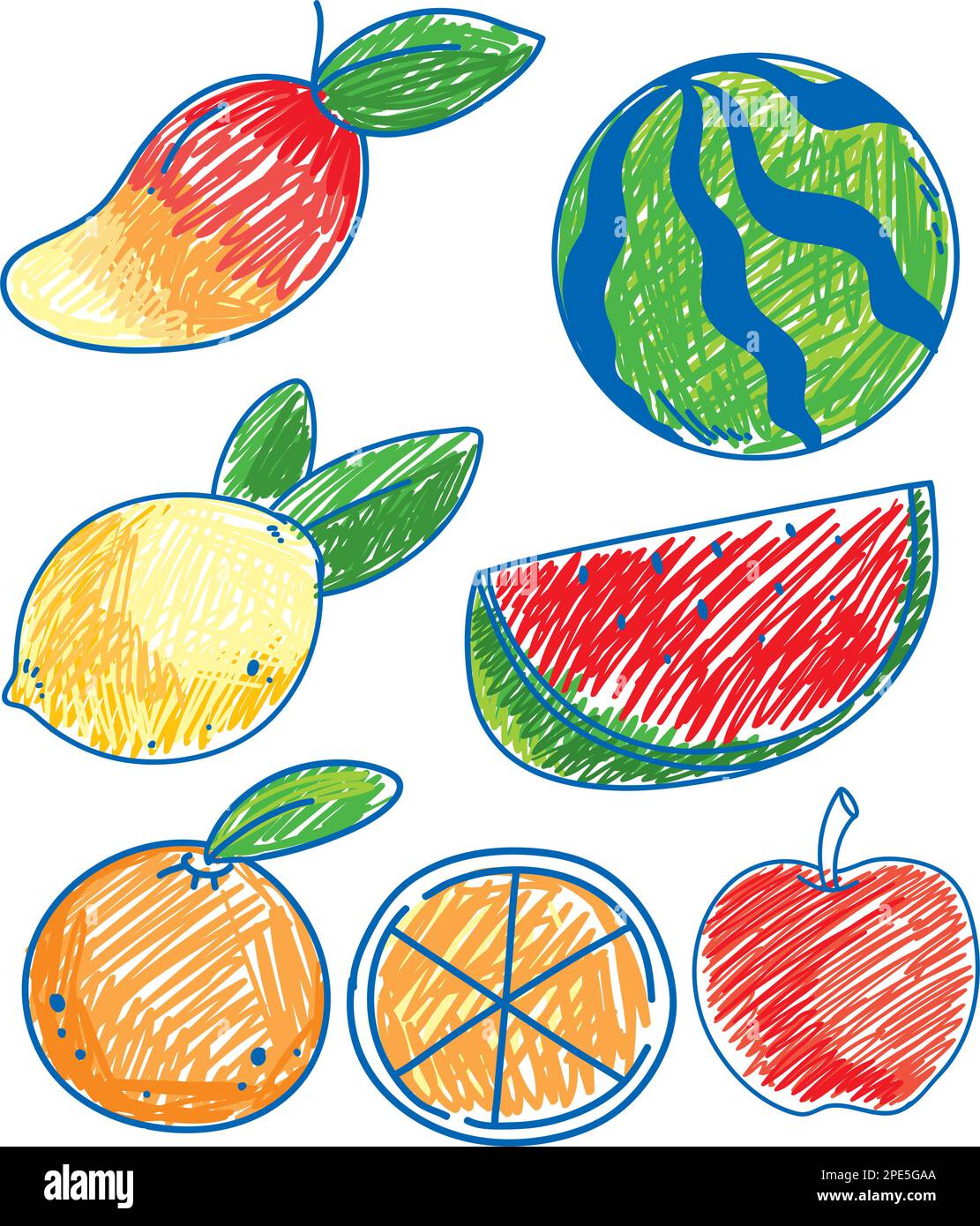 Semplice scarabocchio dei bambini di illustrazione di frutta Illustrazione Vettoriale