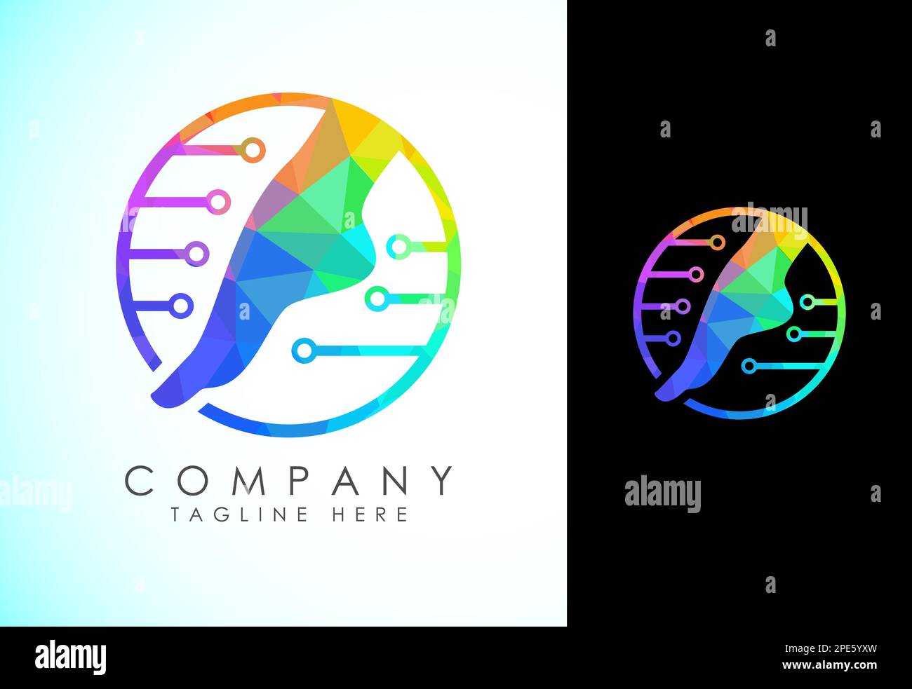 Modello con logo poligonale per piede e cura, basso poly per l'assistenza sanitaria a piede e caviglia Illustrazione Vettoriale