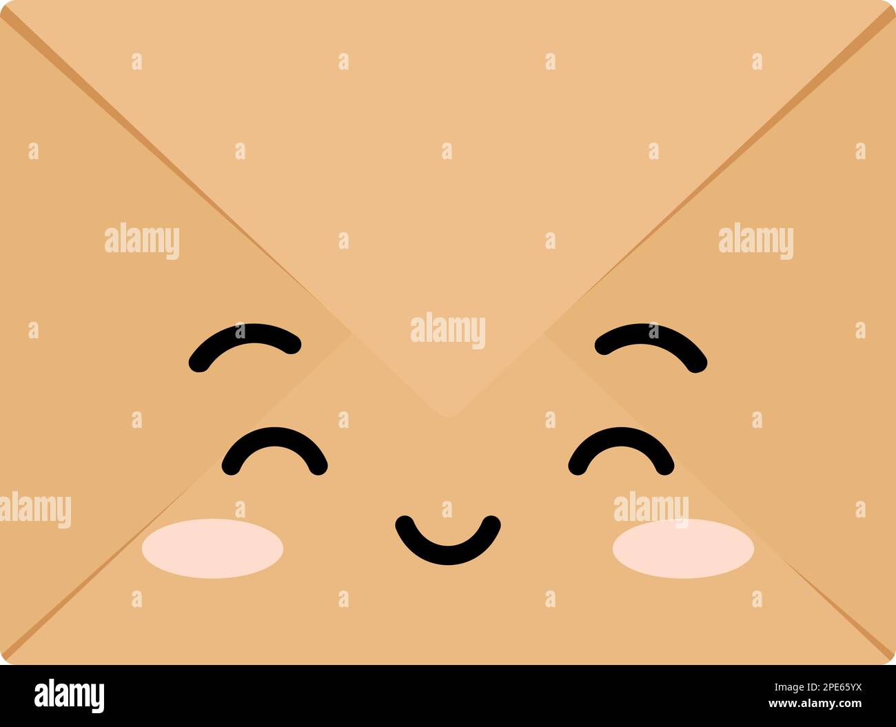 Artigianato felice busta carino kawaii carattere con il volto. Illustrazione Vettoriale